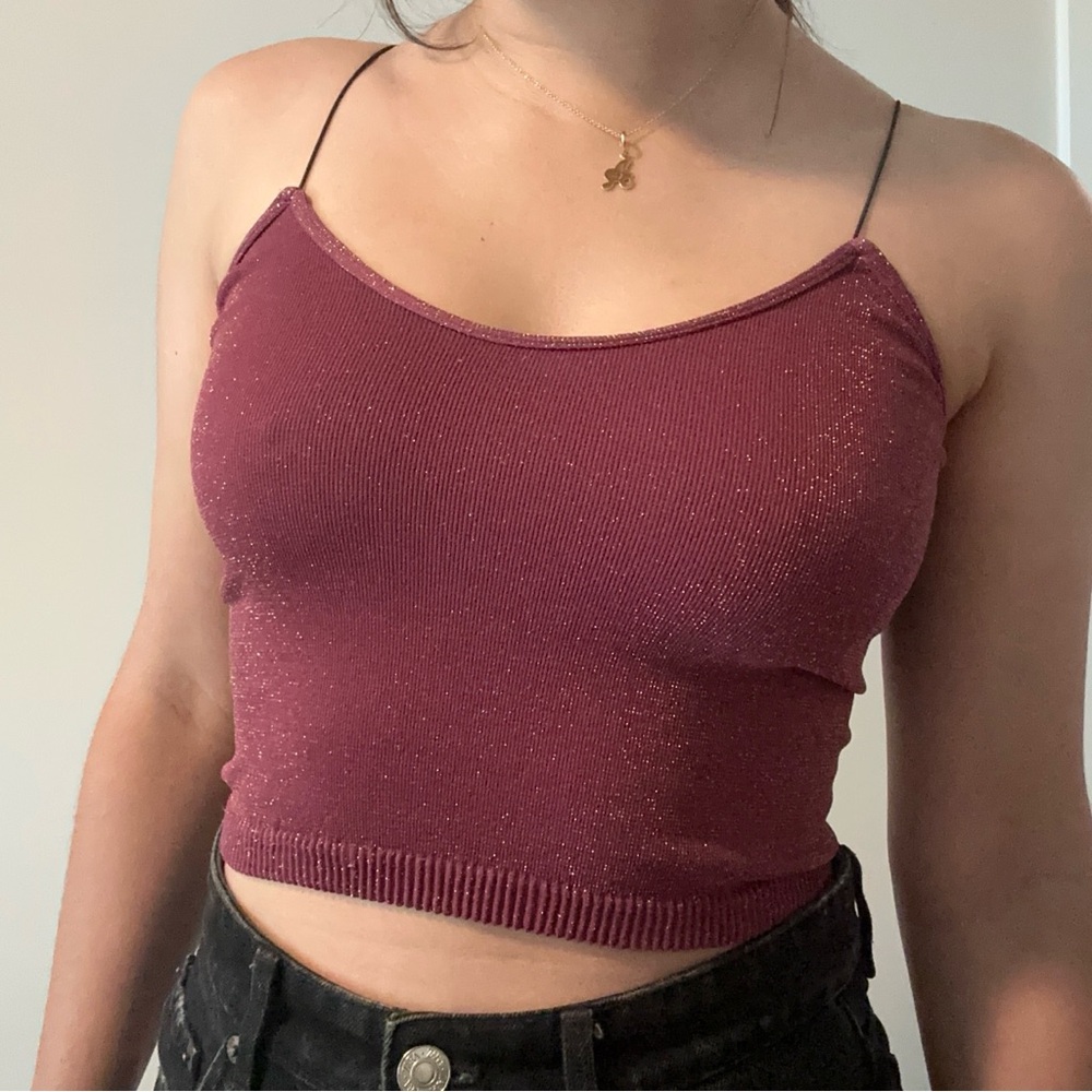 Sparkly Burgundy Going Out Crop Top
